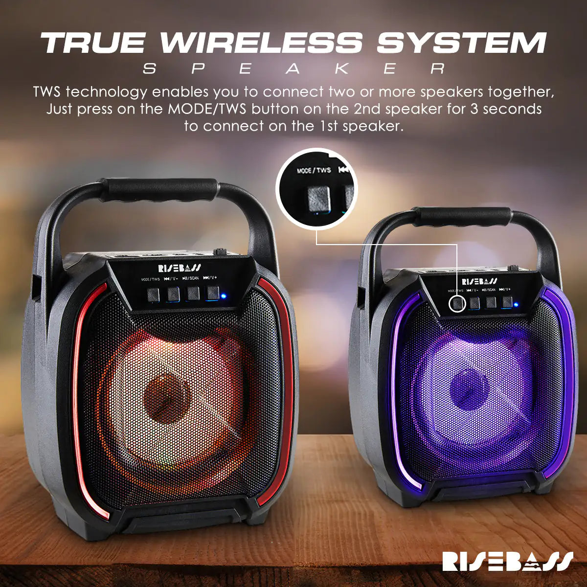 8" 600 watt Speaker - Portable Wireless Bluetooth Speaker