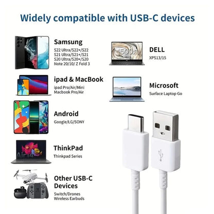 3-Pack 6FT Charging Cable Type C Cable White