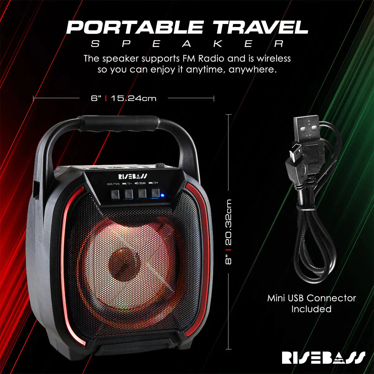 8" 600 watt Speaker - Portable Wireless Bluetooth Speaker